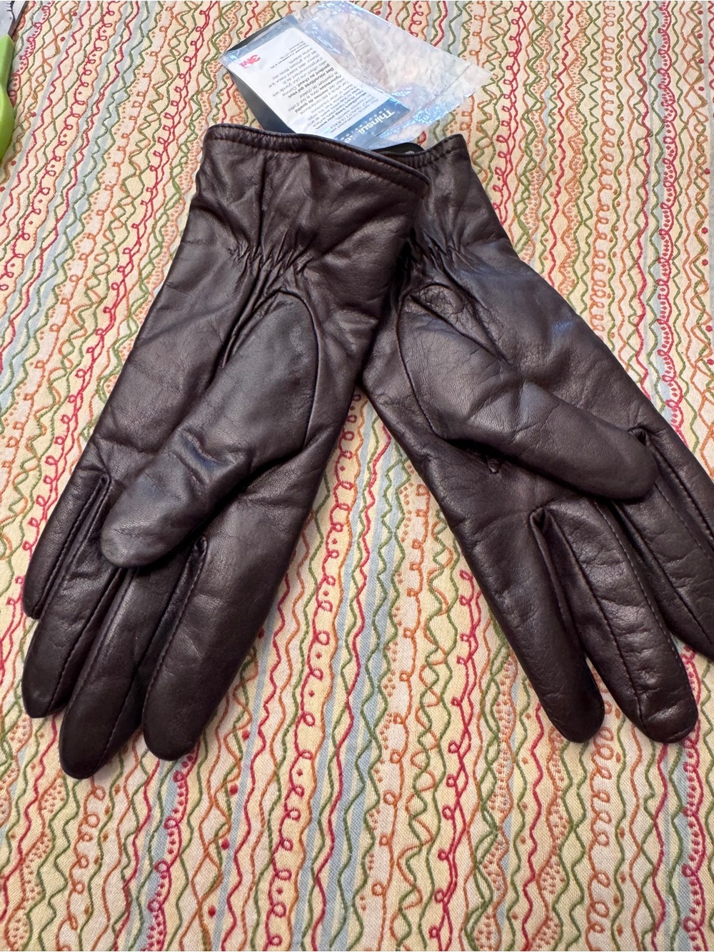 NWT Kim Rogers Women's Dark Brown Leather Gloves Thinsulate Warm Size M - Picture 7 of 8